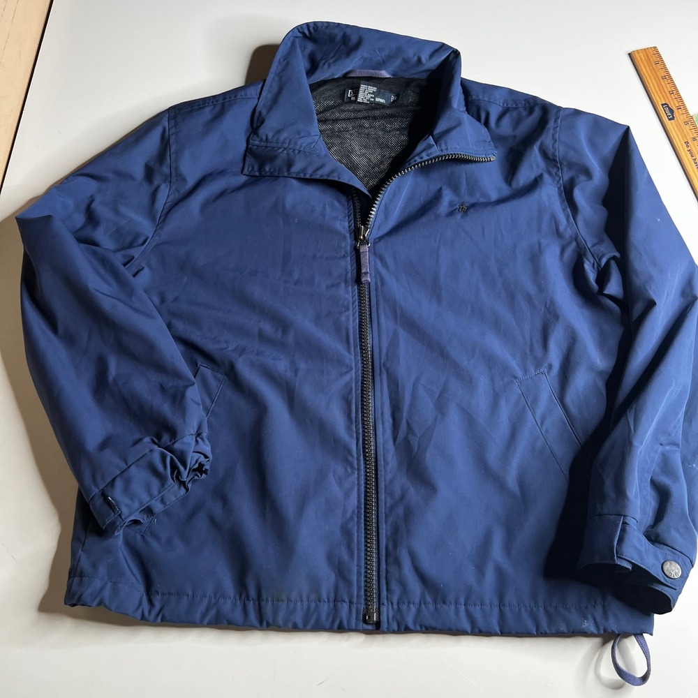 Polo Ralph Lauren Mens Blue Windbreaker Jacket Full Zip Mesh Lined Large